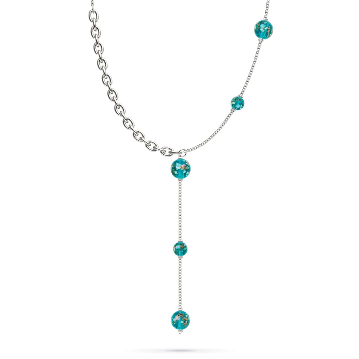 Teal | Silver | Firefly Glass Cascade Double Pendant